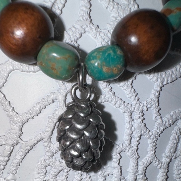 Big Sky Silver Turquoise & Wood Necklace 18”-21” - Picture 2 of 8